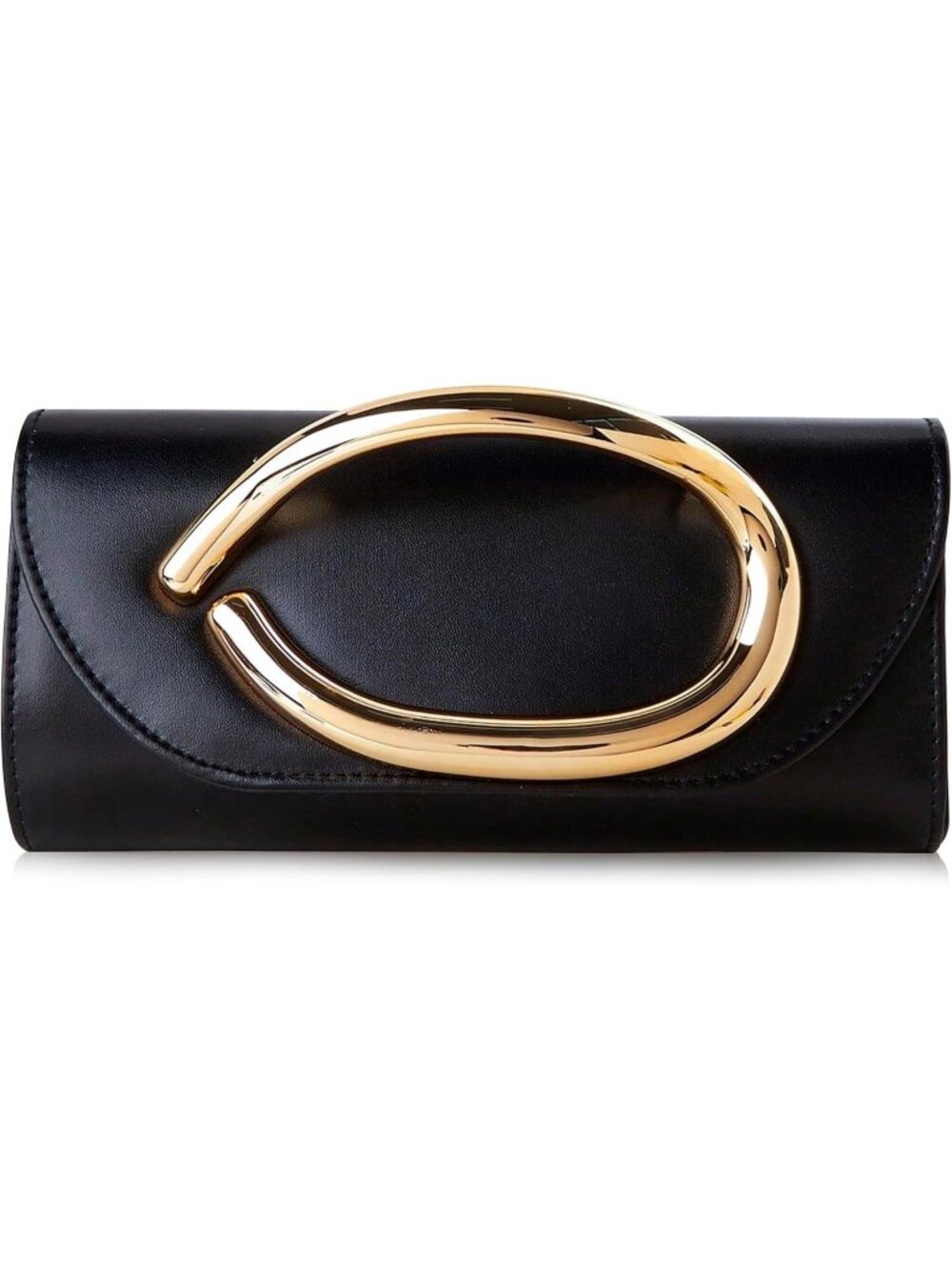 Women's Black Metal Handle Chain Wedding Prom Party Evening Clutch Purse